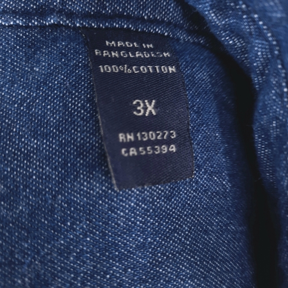 New Wrangler Authentics Long Sleeve Denim Work Shirt Men's 3X Button Up Ranch - Picture 11 of 13